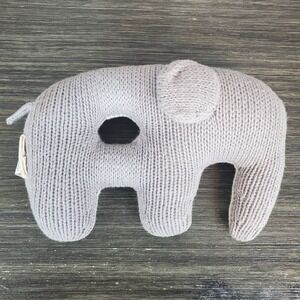 Blabla Knit Elephant Rattle Plush Gray Cream‎ Soft Toy Stuffed Animal 7.25"x5"